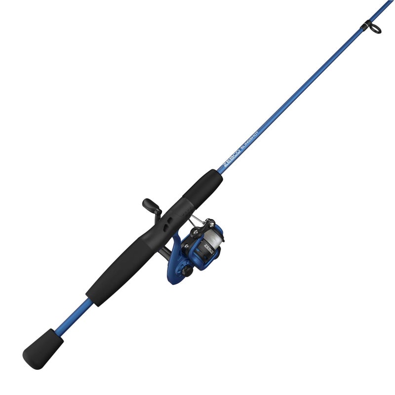 Zebco Slingshot Spinning Reel and Fishing Rod Combo, 5-Foot 6-Inch 2-Piece Fishing Pole, Size 20 Reel, Changeable Right- or Left-Hand Retrieve, Pre-Spooled with 8-Pound Zebco Cajun Line, Blue - Image 1
